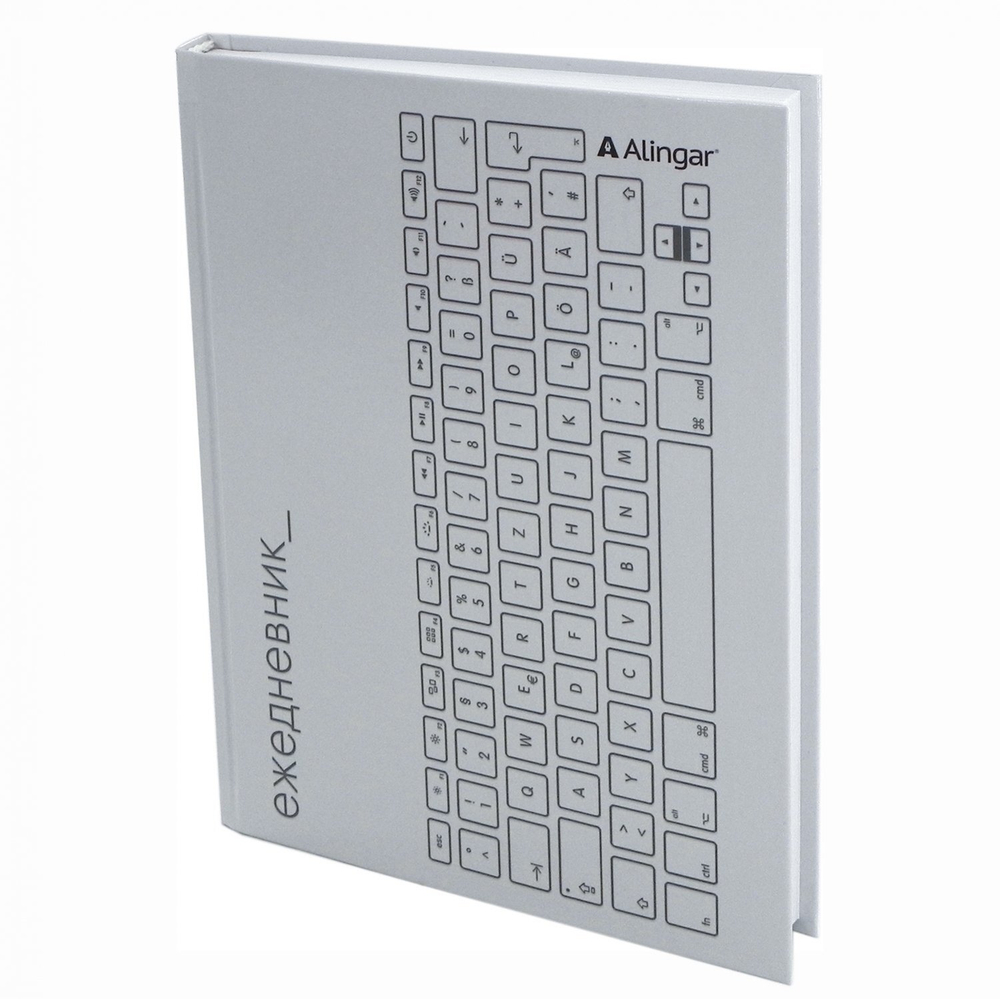 Ежедневник недатированный, А5, Alingar, 7БЦ, глянцевая ламинация, линия, 136 л, "Клавиатура"