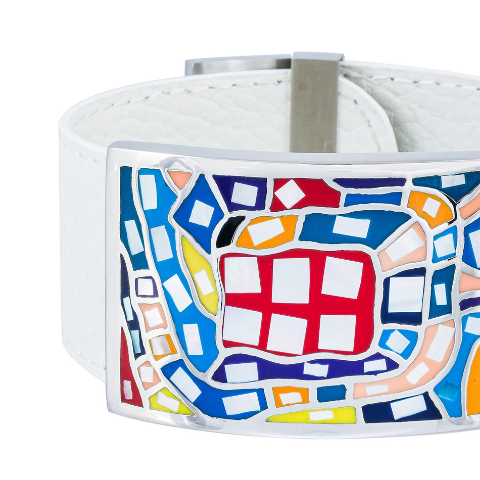 Браслет Fiore Luna на белом кожаном ремешке CB00100-1