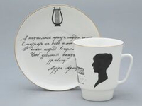 Чашка с блюдцем 165 мл форма Майская рисунок Русские писатели Ахматова, арт. 81.32129.00.1