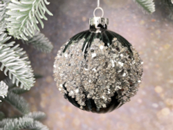 Набор шаров 12шт 8см House of Seasons серый с блестками 2 вида в ассортименте