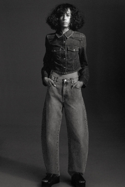 ZARA ДЖИНСЫ TRF BAGGY BALLOON СО СРЕДНЕЙ ПОСАДКОЙ, СЕРО-СИНИЙ