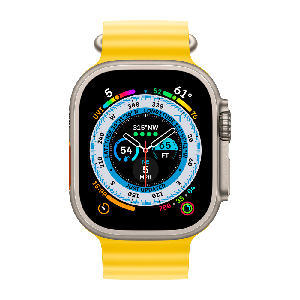 Умные часы Apple Watch Ultra GPS + Cellular, 49mm, Titanium Yellow Ocean Band (Желтый)
