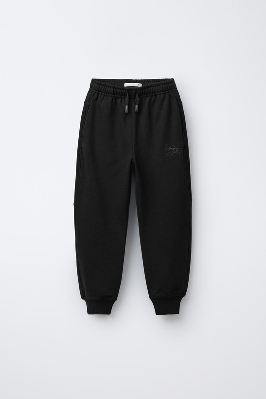 ZARA КОМБИНИРОВАННЫЕ БРЮКИ-ДЖОГГЕРЫ, ЧЕРНЫЙ