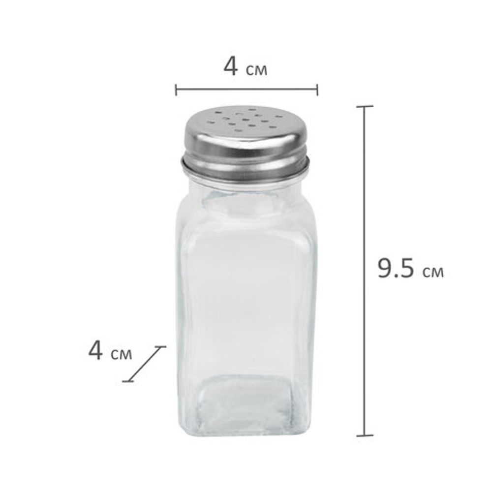 Солонка-перечница 80 мл, CLASSIC, баночка для специй, стекло/сталь, дисплей, WEGLA (ВЕГЛА), 700225