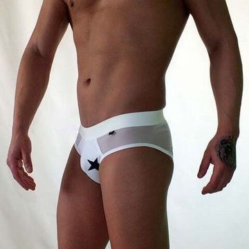 Трусы мужские брифы белые со звездами Van Baam VB-38138