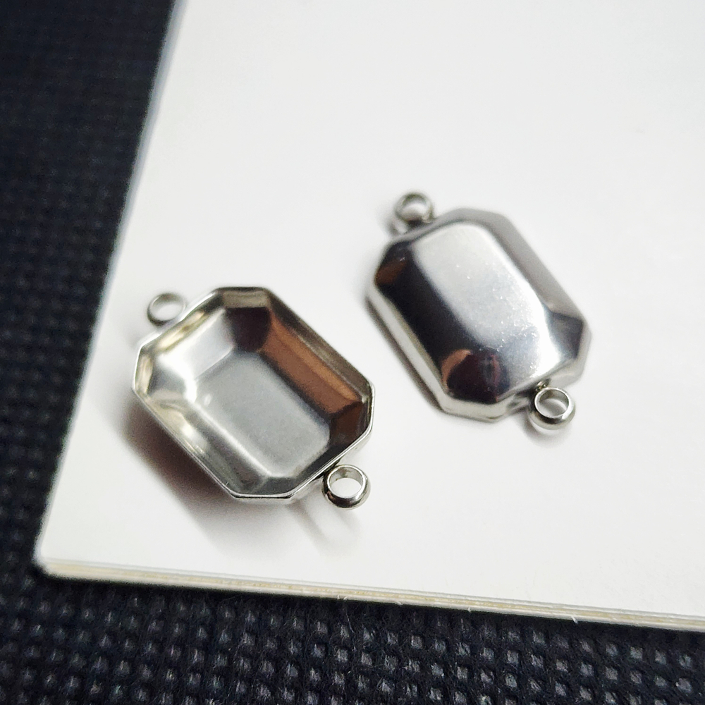 Коннектор сталь, под вклейку, для кристалла 10×14мм, штучно