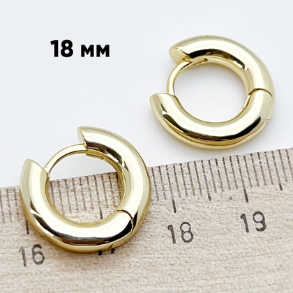 Ювелирные швензы Конго с позолотой, размер 18 мм, толщина 4 мм, цена за пару