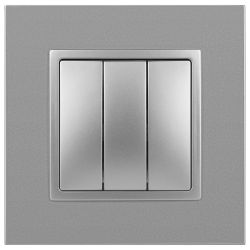 Выключатель ЭРА Elegance 14-1107-03 тройной 10АХ-250В IP20 алюминий | Эра Elegance