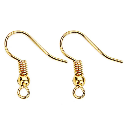 Швензы (Основа для серег) Крючок с бусиной, цвет: Золото (уп. 2000 шт)