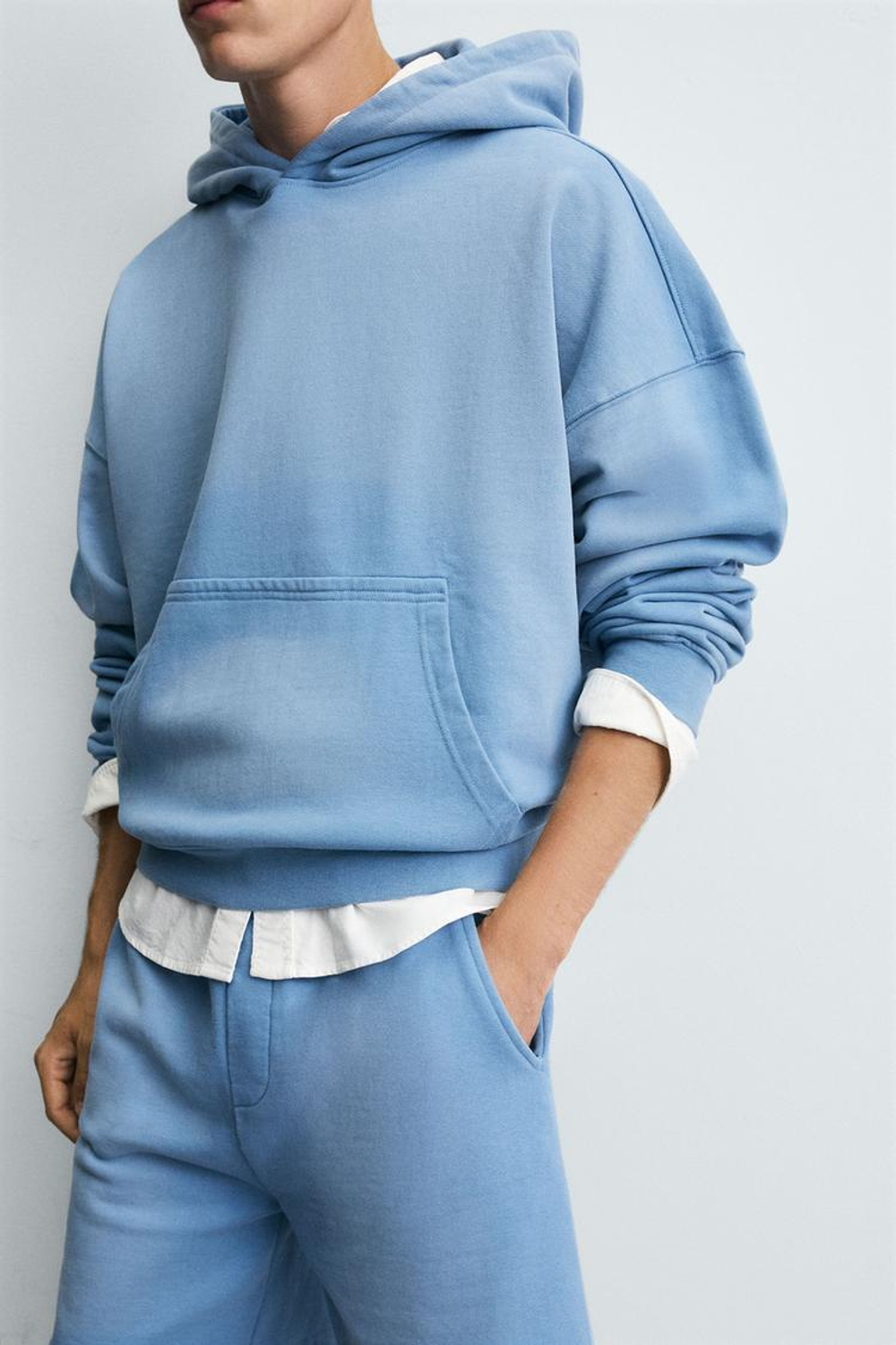 ZARA ХУДИ С КАПЮШОНОМ, ГОЛУБОЙ