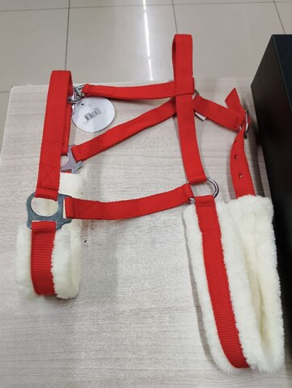 EKKIA RIDING WORLD Недоуздок с искусственным мехом и подкладками, красный, FULL