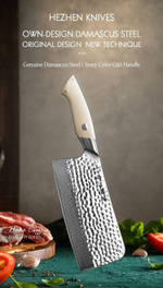 Кухонный нож Hezhen B38H Bone Chopper нож 7 дюймов клинок 67 Layers Damascus рукоять дерево G10, длина лезвия 18,3 см