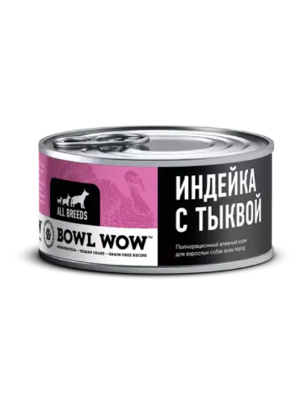Влажный корм Bowl Wow для собак, индейка с тыквой - 100 г