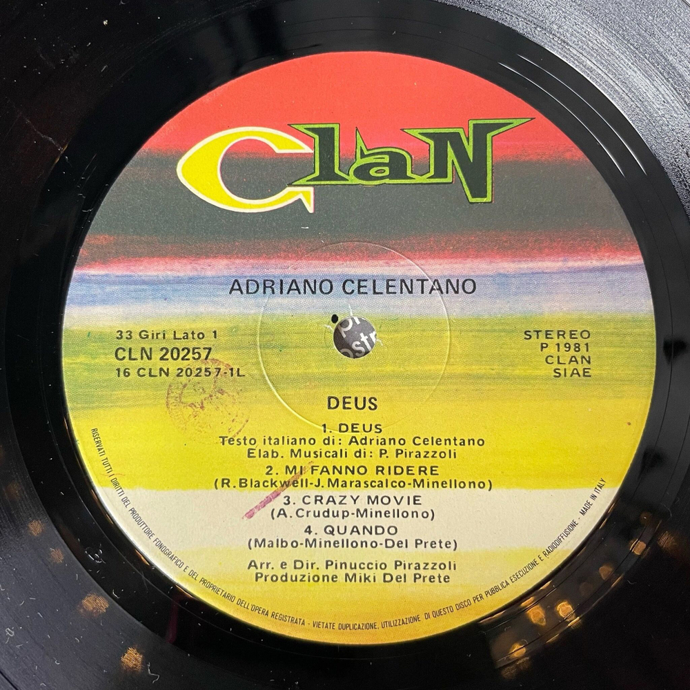 Винтажная виниловая пластинка LP Adriano Celentano Адриано Челентано Deus (Italy 1981) Crazy Movie