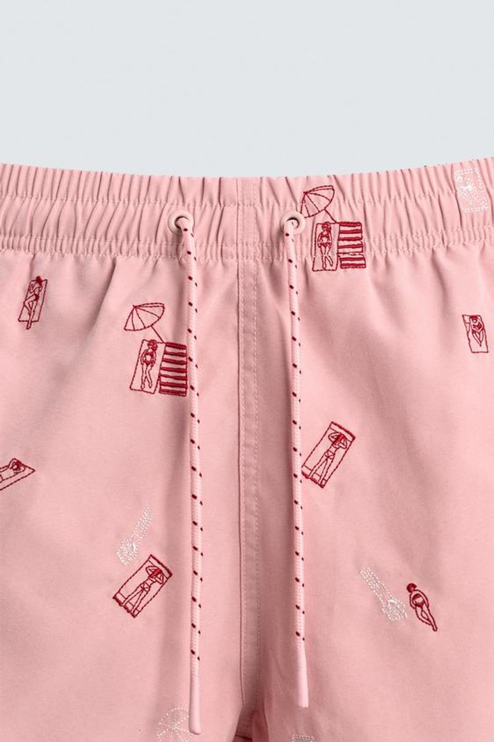 ZARA ПЛАВКИ С КОМБИНИРОВАННОЙ ВЫШИВКОЙ, РОЗОВЫЙ