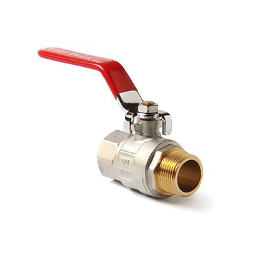 ViEiR шаровой кран HР-ВР 1 1/2" никель, красн. рычаг (VR202-05)