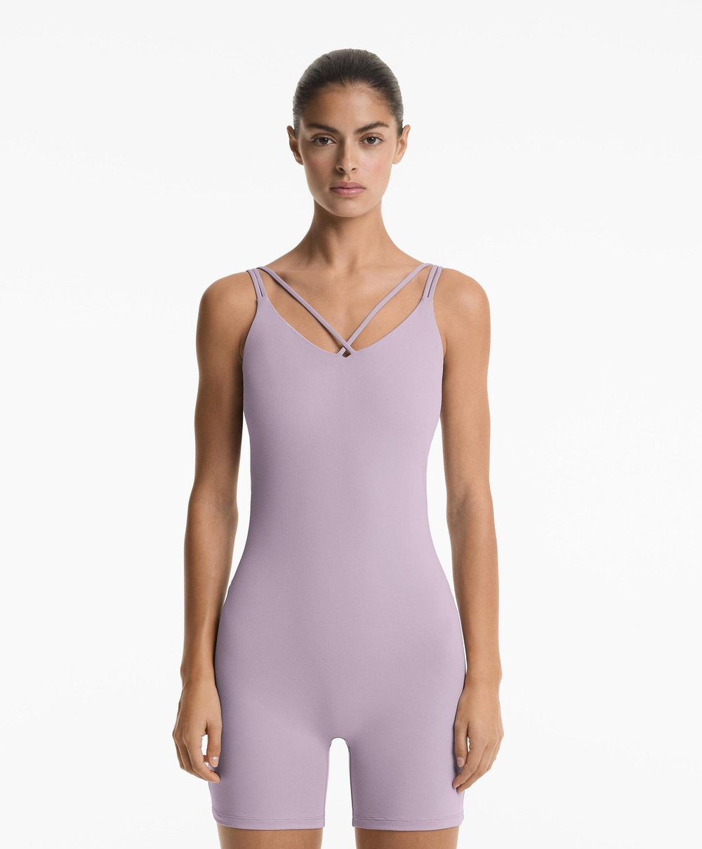 Oysho Короткий комбинезон Comfortlux с двойными бретелями, светло-фиолетовый