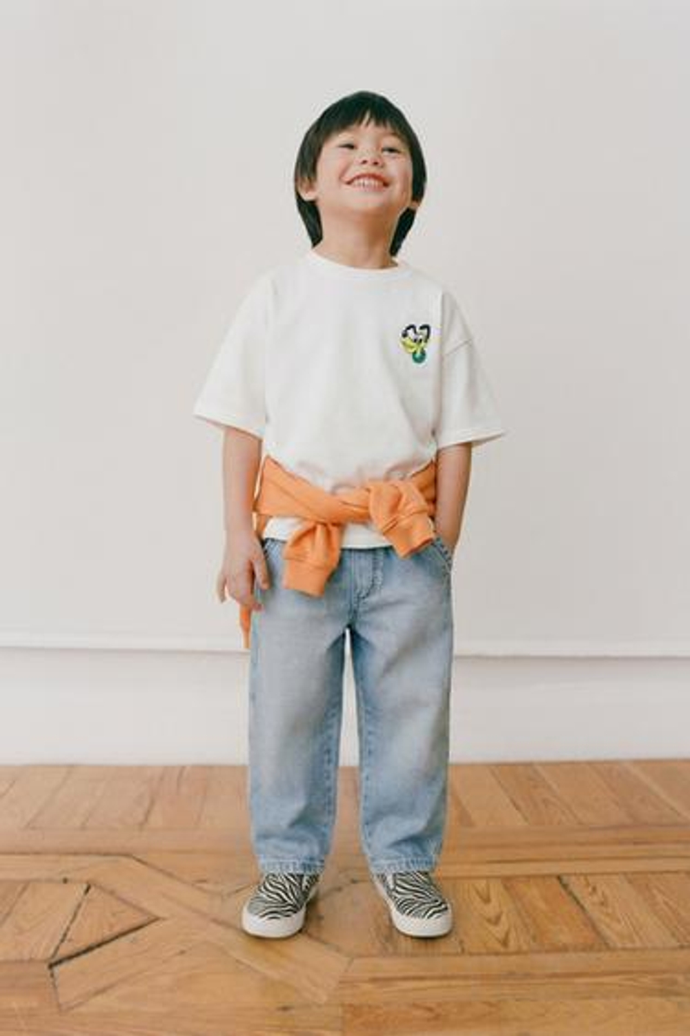 ZARA ДЖИНСЫ TAPERED WIDE, ГОЛУБОЙ