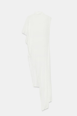 ZARA ТОП АСИММЕТРИЧНОГО КРОЯ СО СБОРКАМИ, БЕЛЫЙ