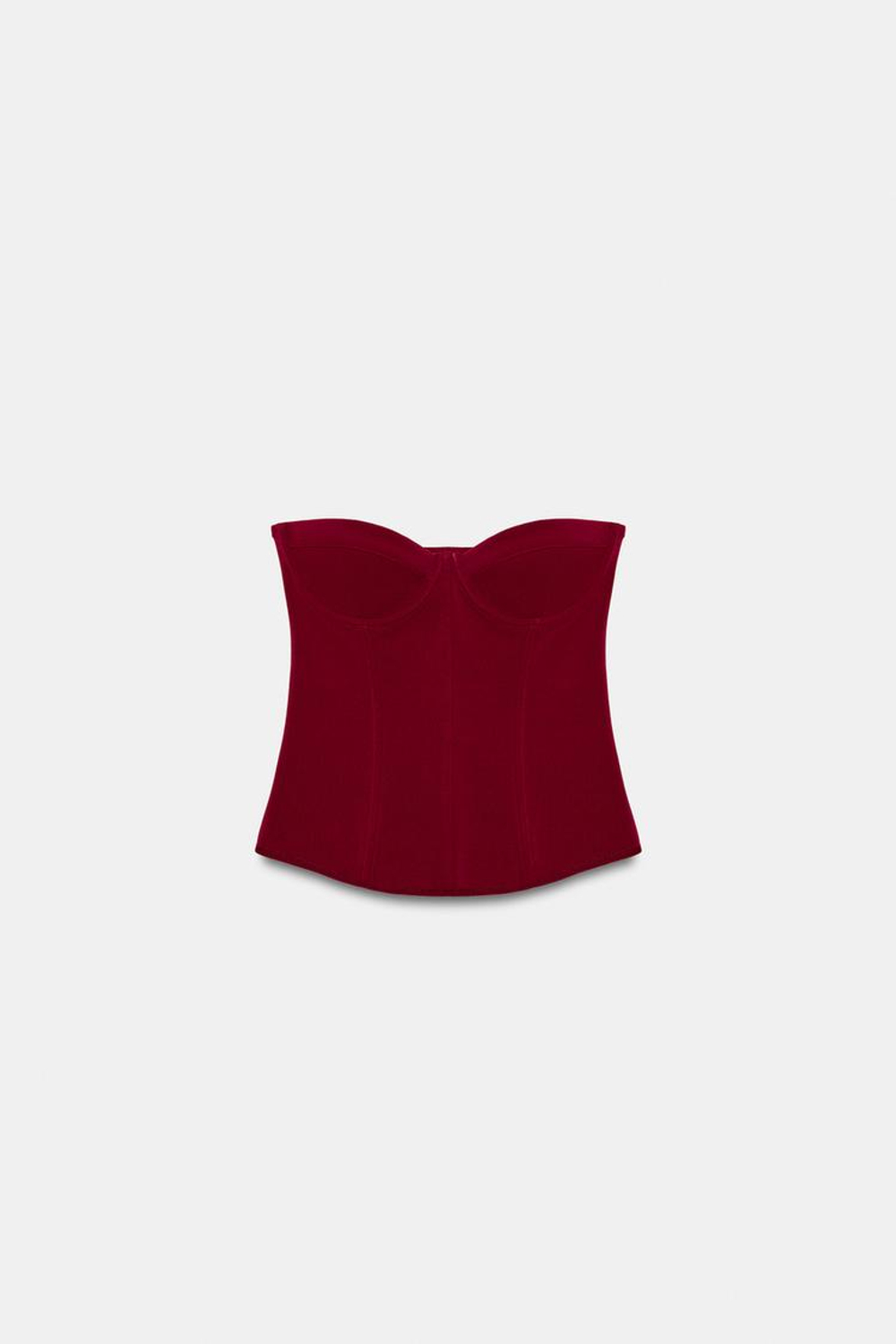 ZARA ЭЛАСТИЧНЫЙ ТРИКОТАЖНЫЙ КОРСЕТ, ЯРКО-КРАСНЫЙ