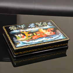 Шкатулка "Тройка" с ручной росписью Палех 30х22 см