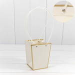 Пакет подарочный 15.5х13х9.5см Ваза для цветов с золотой рамкой (Белый)