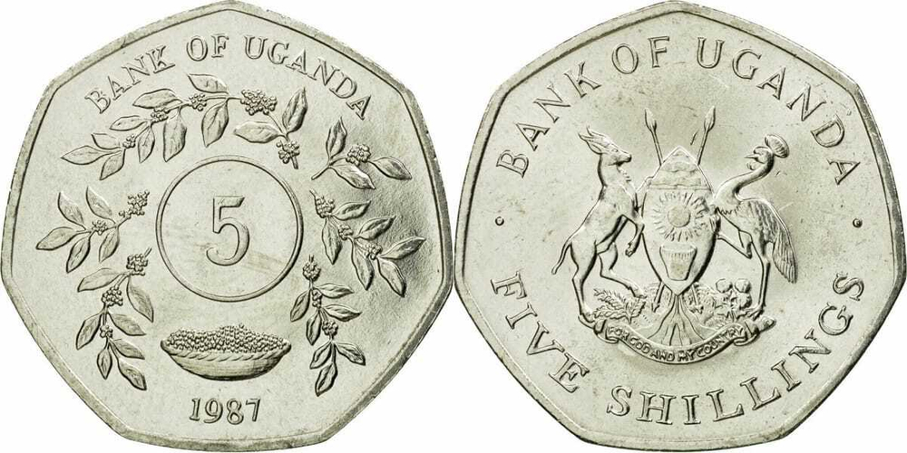 Уганда 5 шиллингов, 1987 Кофе UNC