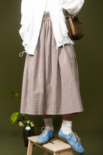 Юбка из хлопка, коричневая клетка