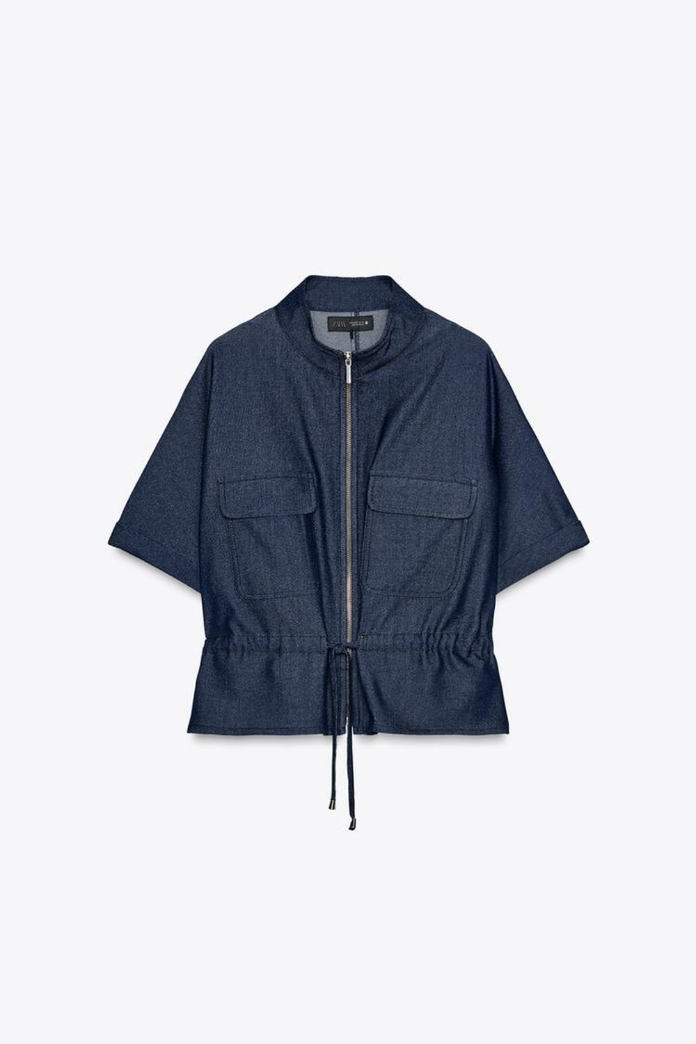 ZARA РУБАШКА САФАРИ СО ШНУРКОМ, СИНИЙ