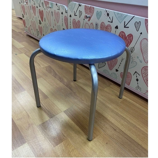 Табурет детский серый кожзам синий