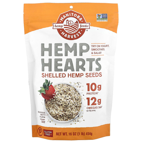Manitoba Harvest, Hemp Hearts, очищенные семена конопли, 454 г (1 фунт)