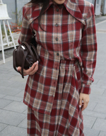 Рубашка с острым воротником в клетку из шерсти