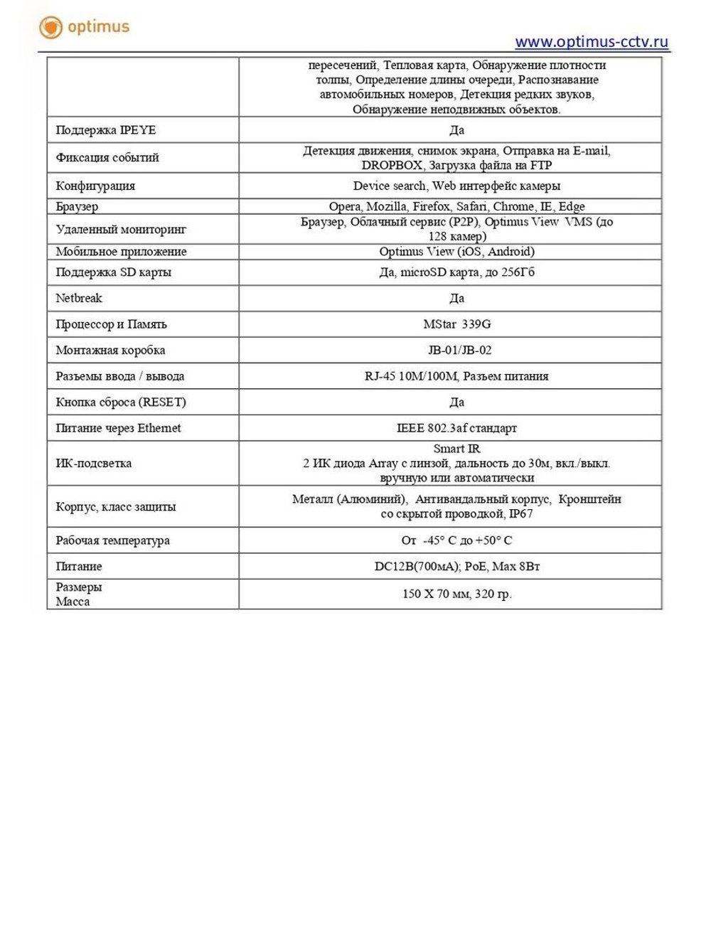 Видеокамера Optimus Smart IP-P018.0(2.8)MD