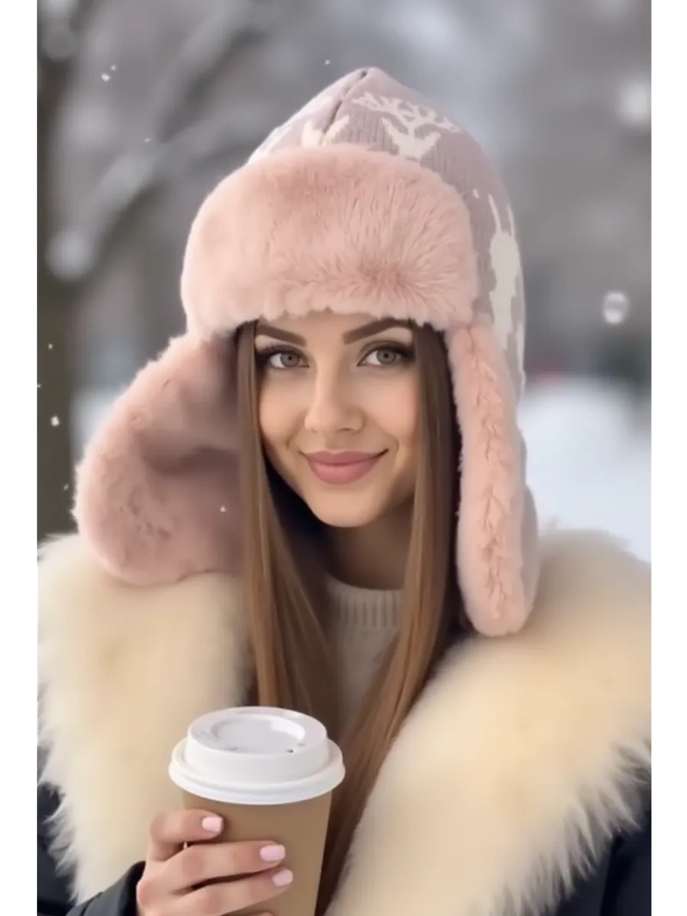 шапка зимняя ушанка вязаная с мехом