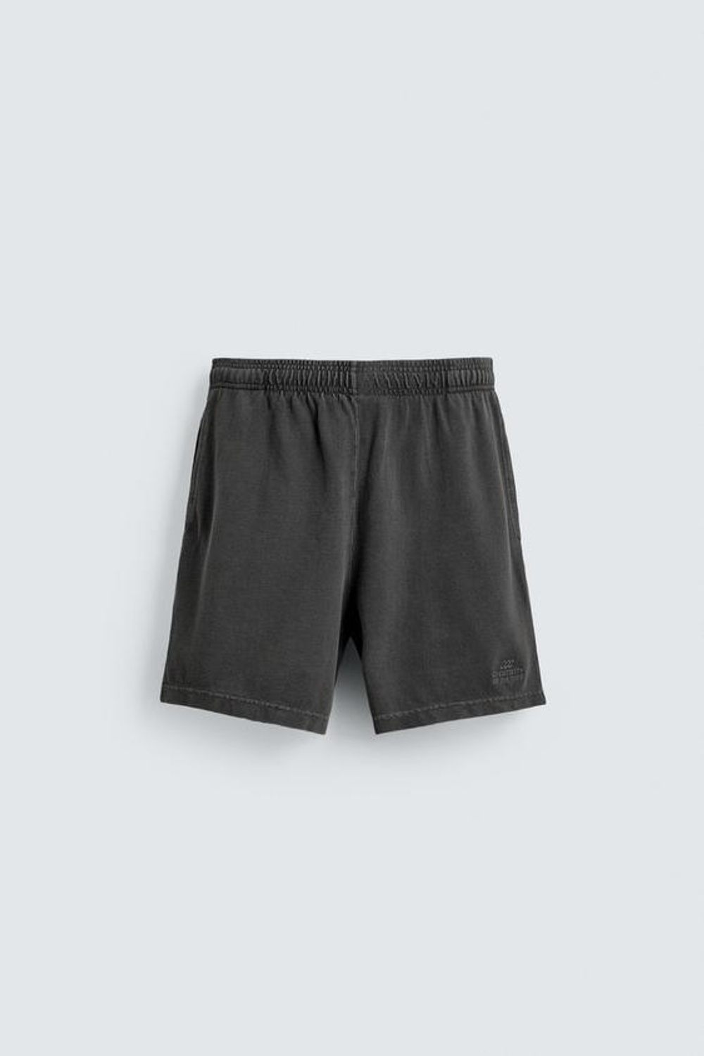 ZARA ШОРТЫ С ВАФЕЛЬНОЙ ФАКТУРОЙ И ЭФФЕКТОМ ПОТЕРТОСТИ, АНТРАЦИТОВО-СЕРЫЙ