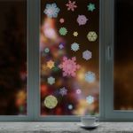 Украшение для окон и стекла ЗОЛОТАЯ СКАЗКА "Разноцветные снежинки 3", 30х38 см, ПВХ, 591213