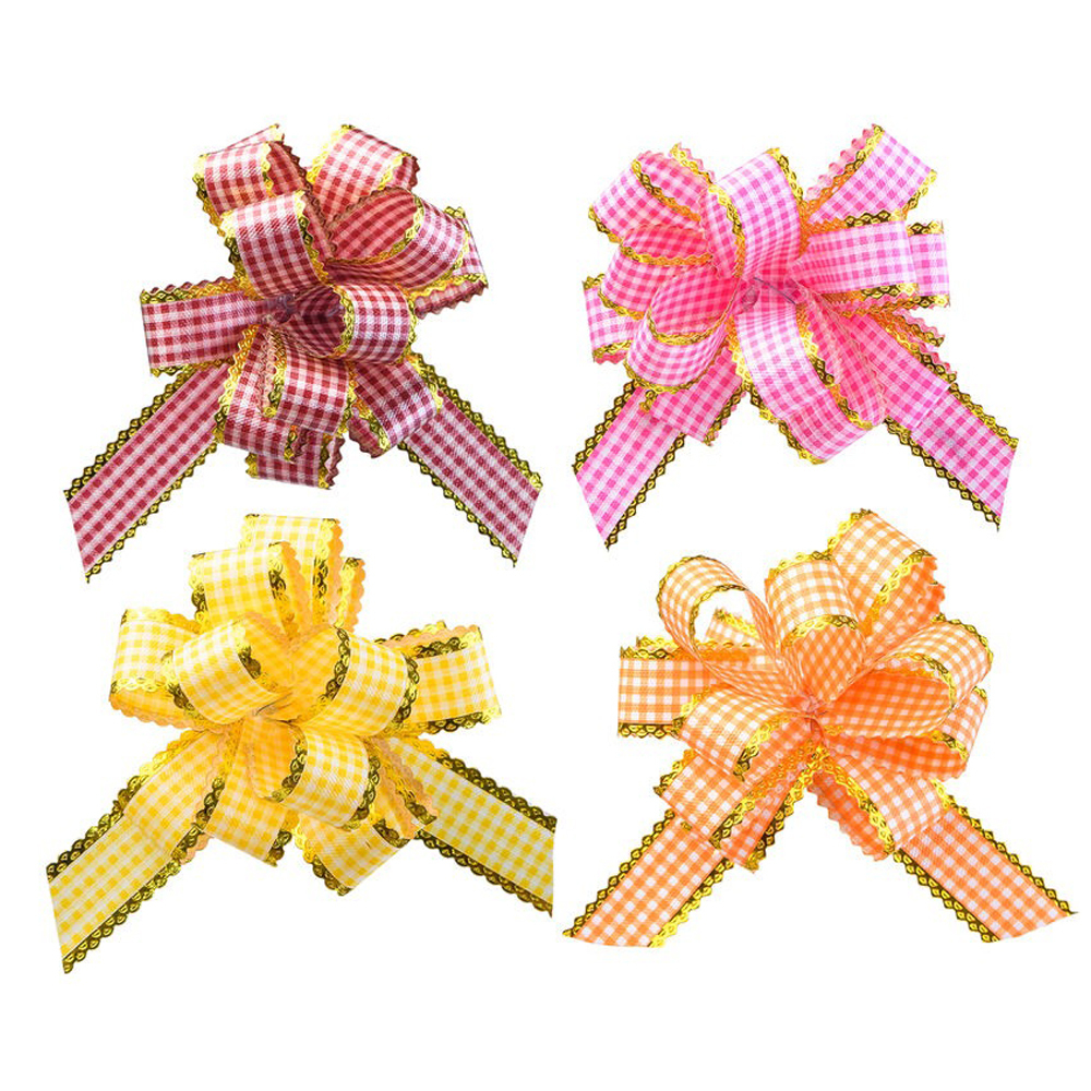 Бант-шар подарочный Basir с золотым тиснением, в клетку, 23 мм, ассорти, 50 шт