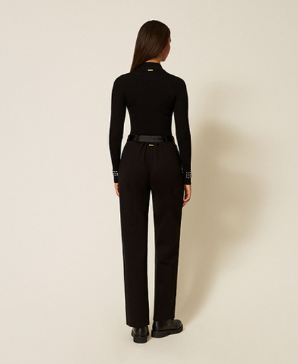 TWINSET Брюки со стрелками и атласным ремнем