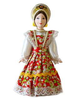 Кукла сувенирная фарфоровая. Россия. Девочка в цветном сарафане (стилизация).