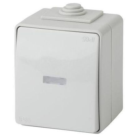 Переключатель 1-кл. ОП Эра Эксперт 10А IP65 11-1610-03 250В 10AX с подсветкой сер. Эра Б0035981