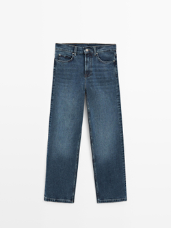 Massimo Dutti Джинсы прямого кроя со средней посадкой, средне-синий