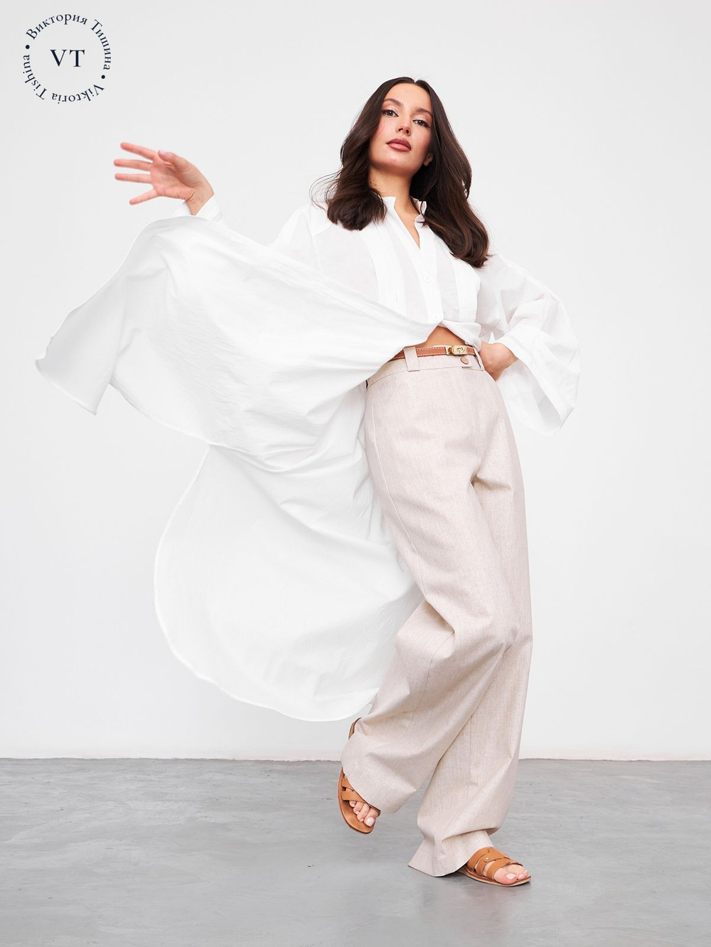 Блузка женская летняя, Модный дом Виктории Тишиной, Паола, размер L