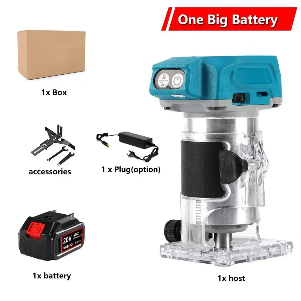 бесщеточный Беспроводной электрический фрезерный станок для резьбы по дереву, Фрезер комбинированный , 1 АКБ