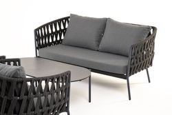 "Диего" лаунж-зона 4-местная плетеная из роупа (веревки), каркас алюминиевый темно-серый, роуп темно-серый