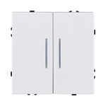 Выключатель 2-клавишный проходной 10А/250В с LED подсветкой, белый глянцевый Kollinger Eclipse EC-011WG