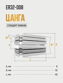 ER32-D08 цанга с точностью 0,008