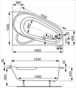 Акриловая ванна VAGNERPLAST SELENA 160x105 Right