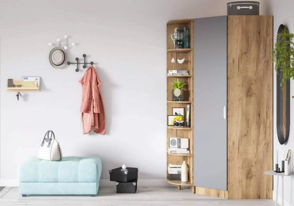 Шкаф Босс Угловой -1Д Крафт табачный + Серый графит (последний экземпляр)