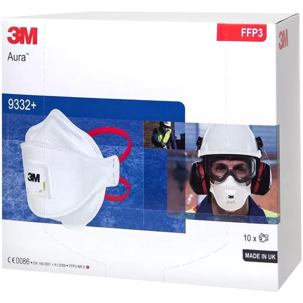 Респиратор противоаэрозольная фильтрующая полумаска 3M Aura 9332+ FFP3 с клапаном выдоха