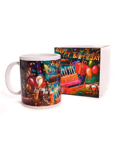 Кружка подарок сувенир на день рождения "Happy birthday! Яркая", с нанесением 3669931